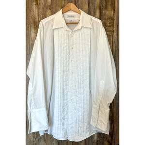 Brooks Brothers Tuxedo Shirt Size 18.5 34 White Pleated French Cuff Button Up